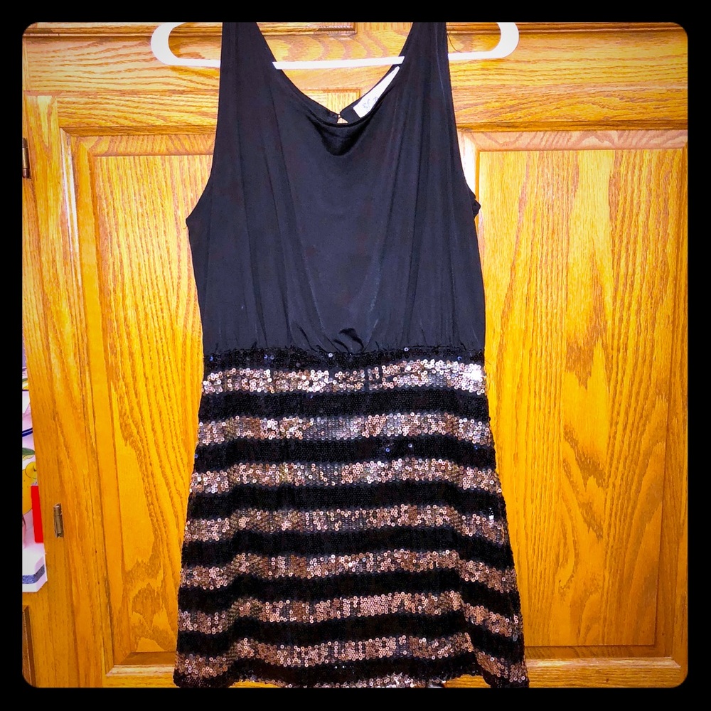 Glam Gold and Black Sequined Dress!